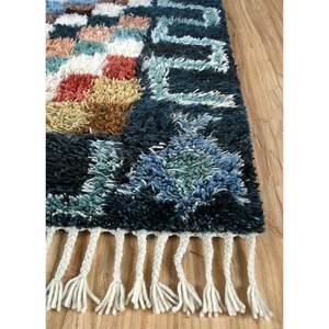Alfombra de Lana Afgana Azul Zuri Anudada a Mano AKWL-1236 con Patrón Geométrico para Sala de Estar, Tamaño 9x12, para Adolescentes - Product Image 4