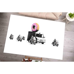 Tapis Donut Police de Banksy - Tapis d'art urbain tendance, tapis fin non tissé - Product Image 4