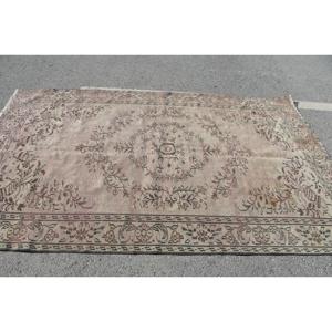 5,6x9 ft Turkish Rug Traditional Eco-Friendly <b>Wool</b> Rug <b>Brown</b> Gray Patchwork Latex Backing Rug - Product Image 3