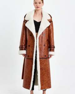 เสื้อแจ็คเก็ตหนังแกะแท้สำหรับผู้หญิงเสื้อโค้ทฤดูหนาวขนยาวและระบายอากาศได้ดี - Product Image 5