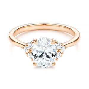 Anillos de Compromiso y Boda de Diamantes Cultivados en Laboratorio, Joyería Fina Personalizada, Diamante de Corte Ovalado Elegante, Chapado en Oro para Mujer, Certificado IGI - Product Image 1