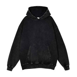 Sweat-shirt à capuche délavé à l'acide, coupe ample, molleton, logo personnalisé, respirant, doux, chaud, vintage, lavé, tendance, streetwear - Product Image 6