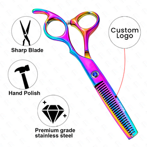 Juego de tijeras profesionales para el cabello de 6,5 pulgadas, tijera alemana multicolor para cortar el cabello de acero inoxidable para peluquería y personal - Product Image 5