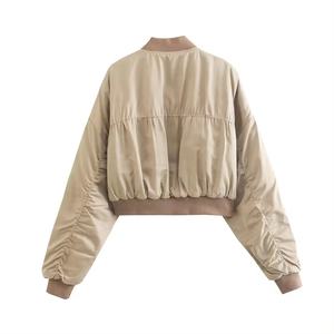 Blouson aviateur universitaire en satin d'hiver tendance pour femmes avec broderie personnalisée grande taille veste polaire XS élégante remplie de coupe-vent - Product Image 2