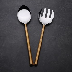 Hot SetAcacia manche en bois hôtel Restaurant maison personnalisé Acacia bois salade ustensile fourchette et cuillère serveur couverts ensemble - Product Image 5