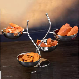 Contemporary Raised Bowl With Sculpted Stainless Steel Stand - Product Image 4