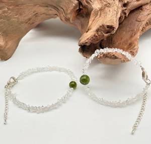 100% Genuine Moldavite Round Beaded <b>With</b> Herkimer <b>Bracelet</b>, Natural Moldavite <b>Bracelet</b> For Women & Men - Product Image 2