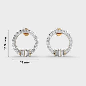 Pendientes de moda circulares con acabado dorado de 10K de lujo con centro de diamante de moissanita flotante y acentos de diamante Halo para regalo para mujer - Product Image 5