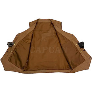 Chaleco de invierno sin mangas personalizable para hombre, tejido de punto de alta calidad, decoración de botones de cuero Vintage, logotipo personalizado a prueba de viento - Product Image 3