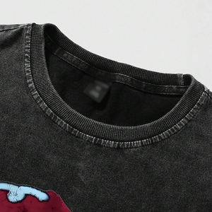 Haute qualité 100% coton hommes Vintage lavé surdimensionné goutte épaule Fitness T-Shirt équipage Style blanc t-shirt impression formelle pour - Product Image 3