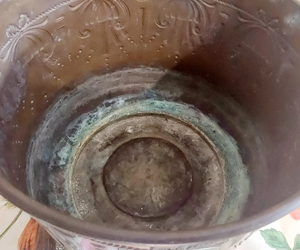 Ensemble de deux jardinières en métal antique finition laiton, fabriquées en fer, best-seller, jardinières modernes en fer - Product Image 2