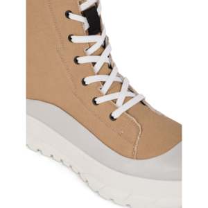 Botas de Senderismo Transpirables con Plataforma y Cordones de Lona Color Caqui Khami, Altura Media - Product Image 3