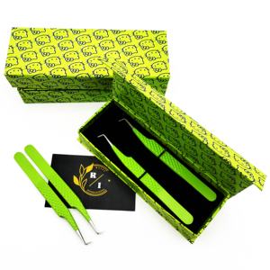 Pince à cils mince en acier inoxydable à pointe de fibre à 90 degrés de qualité supérieure écologique outil de beauté pour le volume d'isolement - Product Image 2