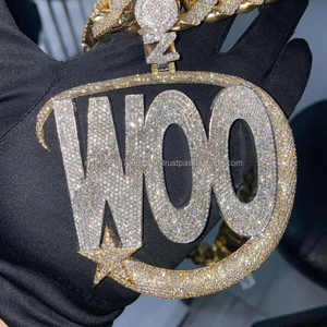 Personalizado Iced Hip Hop colgante de oro blanco corte brillante VVS laboratorio cultivado hecho a mano grueso en capas letra fina colgantes encantos joyería - Product Image 1