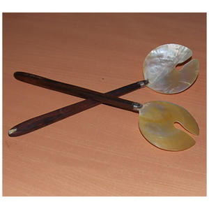 Cuillère et fourchette longues en nacre naturelle avec manche en bois, motif de bijoux en coquillage, pour les occasions de cadeaux - Product Image 6