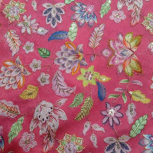 Tissu chinon de qualité supérieure, lourd, entièrement brodé, motif floral, impression positionnée, matière pour vêtements de mode, vente en gros - Product Image 2