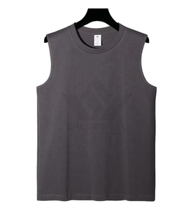 Camiseta sin mangas para hombre, color borgoña, cuello redondo, color sólido, informal, corte regular, estilo músculo. - Product Image 2