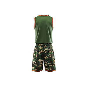 Ensemble d'entraînement de basket-ball sans manches respirant pour hommes, uniforme vierge uni avec logo sur le devant. - Product Image 6