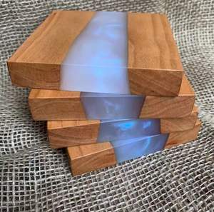 Posavasos redondos de resina y madera para vasos en posavasos de taza de té de tamaño personalizado para artesanía - Product Image 5