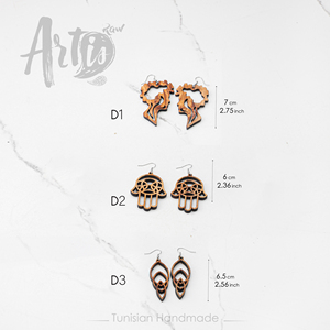 Boucles d'oreilles goutte en olivier écologique faites à la main belle forme de goutte découpée au laser bijoux classiques ArtisRaw fête unisexe - Product Image 5