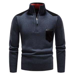 Nouveau pull en tricot pour homme, automne-hiver, tricot à manches longues, col roulé, fermeture éclair, pull-over pour homme, vêtements d'extérieur - Product Image 6