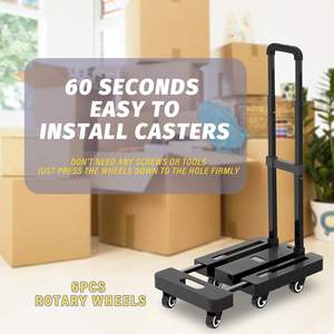 विभिन्न परिदृश्यों के लिए प्रतिस्पर्धी मूल्य वाली काली 6-पहिया उच्च भार क्षमता वाली फोल्डेबल हैंड ट्रॉली - Product Image 2