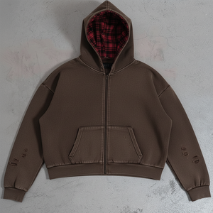 Sudadera con Capucha Personalizada, Estilo Desgastado, Lavado Ácido, Cierre de Cremallera, Alta Calidad, Corte Regular Informal, Invierno, 100% Algodón, con Pedrería - Product Image 3