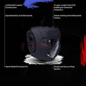 Protector de casco MMA de cuero profesional de la mejor calidad, protector de casco de Kick Boxing para artes marciales, taekwondo, karate, boxeo OEM - Product Image 4