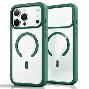 เคสใส iPhone 15 Pro 6.1 นิ้ว แบบไฮบริด พร้อมวงแหวนแม่เหล็ก ขอบสีเขียว (บรรจุภัณฑ์ขายปลีก) - Product Image 1