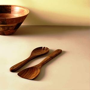 Ensaladera de madera India hecha a mano, juego de servidor, uso doméstico en cocina, tarifa directa de fábrica disponible - Product Image 6