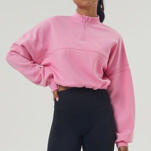 Femmes grande taille demi fermeture éclair pull à manches longues surdimensionné sweat goutte épaule hiver sweats à capuche tricoté sweats avec OEM - Product Image 1
