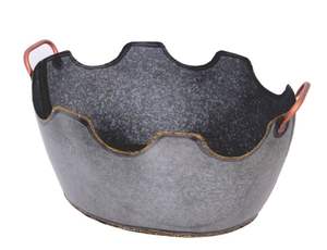 Ensemble de deux pots de fleurs galvanisés avec poignée en corde Articles ménagers fabriqués à la main Design moderne Pots de fleurs décoratifs forme ronde - Product Image 5