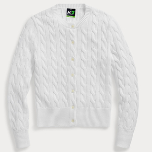 Automne femmes blanc câble tricot Cardigan pull classique boutonné col en v doux à manches longues hiver décontracté et tenue de bureau - Product Image 2