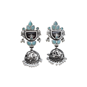 Diseño de moda elegante pendiente de moda plata de alta calidad aspecto igual piedra Stud Jhumka pendiente joyería para niñas y mujeres - Product Image 2