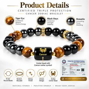 Bracelet Zodiac certifié triple protection, perles de cristal naturel de 8 mm avec breloque Zodiac pour hommes et femmes - Product Image 2