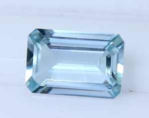 Piedra preciosa azul cielo aguamarina: piedra suelta facetada Octágono - Product Image 3