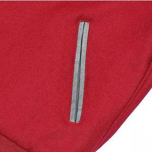 Veste pour homme en laine rouge avec manches en cuir gris, décoration boutonnée, vêtements pour homme, OEM personnalisé - Product Image 5