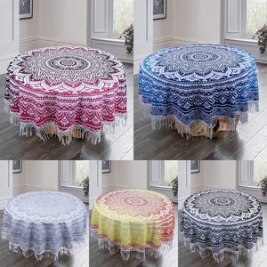 Tapiz Redondo Mandala, Tapiz de Pared de Algodón Hippie Estampado Doble para Tapete de Yoga o Decoración del Hogar, por Proveedores Indios - Product Image 2