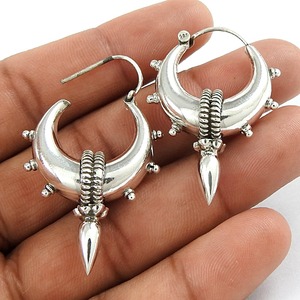 Aretes de Aro Grandes de Plata de Ley 925 de Último Diseño, Joyería Artesanal India Hecha a Mano, Precio de Mayoreo, Proveedor, Fabricante - Product Image 6