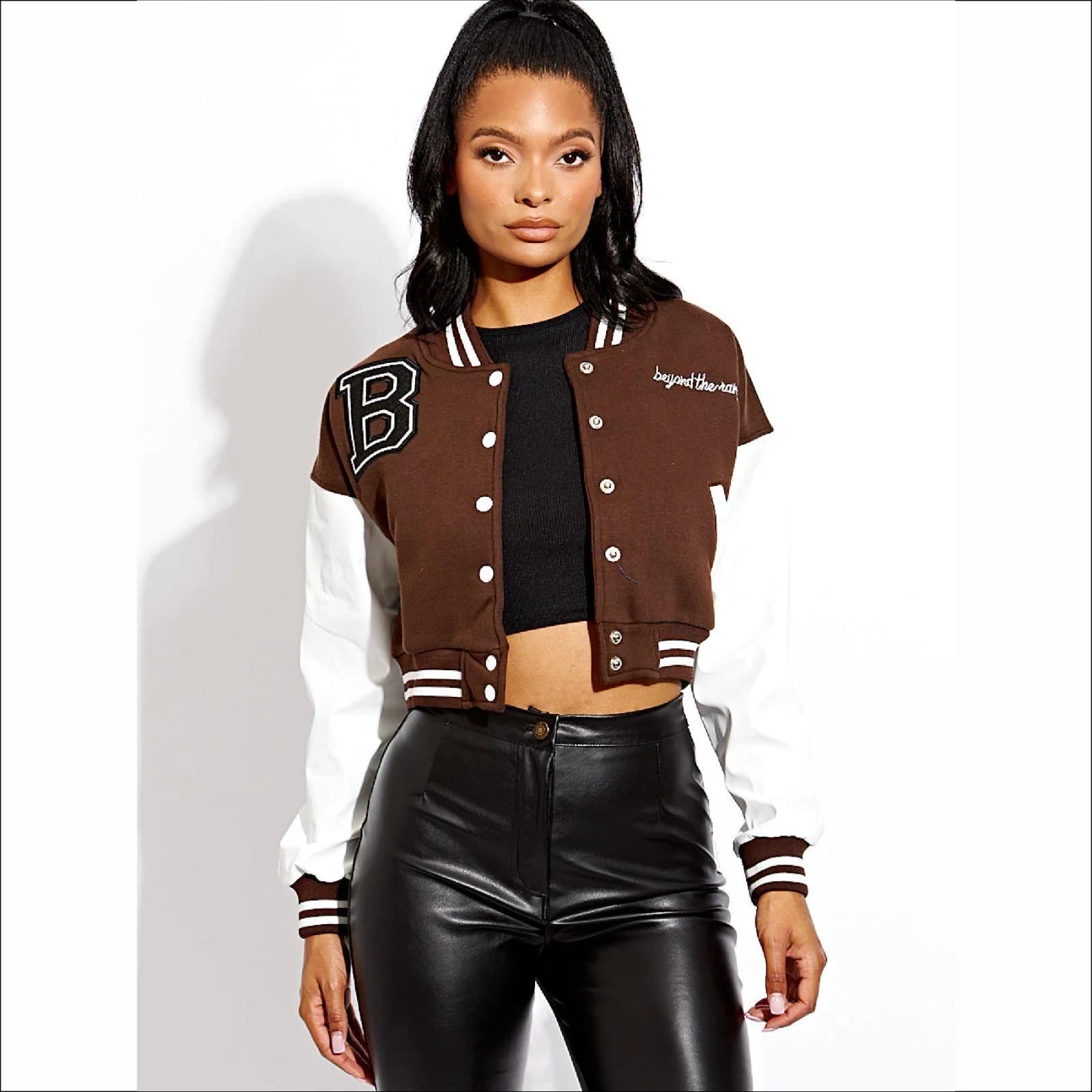 Varsity Jacket Leather Jacket With Cotton Sleeves Custom Chenille