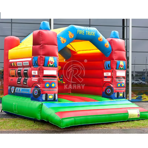 Castillo inflable con forma de camión de bomberos, trampolín inflable de PVC para niños, para fiestas y eventos al aire libre. - Product Image 3