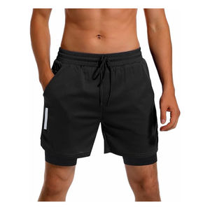 Pantalones cortos deportivos de doble capa para hombre, pantalones cortos deportivos 2 en 1 para entrenamiento de gimnasio, entrenamiento de secado rápido, Jogging, doble cubierta de verano - Product Image 4