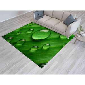 Tapis imprimé - Vert, Goutte d'eau, Style campagnard, Floral, Personnalisé, Tendance, Botanique, Intérieur, Pour l'inauguration de la maison, Tapis à poils doux - Product Image 3