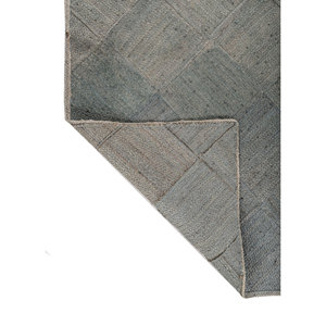 Alfombra de Yute y Cáñamo Tejida Plana Azul Nomadic Threads PDJT-692(CM-01), Alfombra Geométrica Rectangular para Pasillo, Entrada, Dormitorio y Hogar - Product Image 5