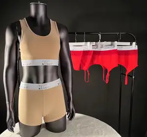 Custom Polyester Jacquard Bh En Slipje Sets Swimwear Korte Dames Boxer Slips Ondergoed Voor Dames