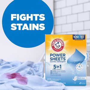 ARM & <b>HAMMER</b> 5-in-1 Power Sheets Laundry Detergent, Fresh Linen, 50 Count - Product Image 2