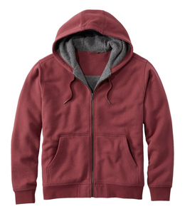 Sweat-shirt à capuche zippé pour homme, doublé en polaire rouge, coupe décontractée, couleur unie, vêtement d'automne - Product Image 1
