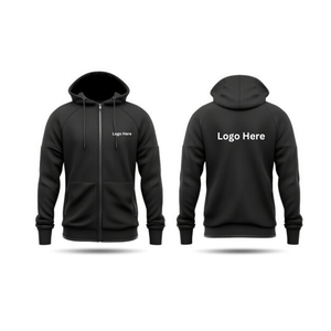 Nouveau style de sweat à capuche 100% coton pour hommes, pull confortable à manches longues brodé avec fermeture éclair, pull d'hiver à capuche solide, vente en gros - Product Image 1