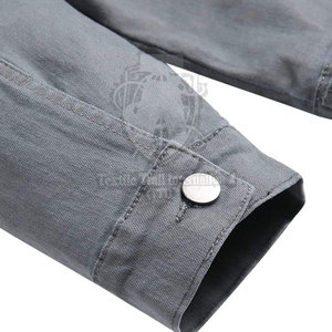 Camicie in <span class=keywords><strong>Jeans</strong></span> <span class=keywords><strong>di</strong></span> Ultima Generazione con Colletto Rialzato, 100% Cotone, Antipiega, Motivo a Quadri Tinto, per Tutte le Stagioni - Product Image 6