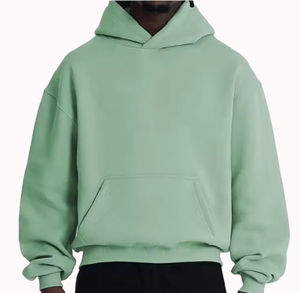 Sweat à capuche 100% coton avec logo personnalisé sur le devant pour hommes, avec poche, tissu tricoté écologique surdimensionné pour l'hiver - Product Image 6